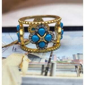 Freida Rothman Brooklyn in Bloom Clover Turquoise Ring 14k Gold Over Sterling 7